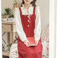 Apple Pie Corduroy Pinafore Set (Red)