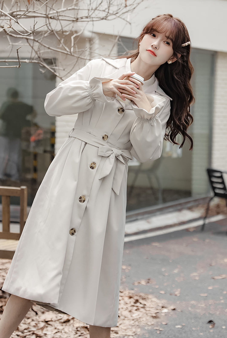 Button Down Trench Coat (White)