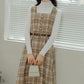 Latte Plaid Pinafore Dress (Khaki)