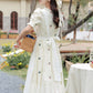 Farmhouse Floral Midi Dress (Cream)