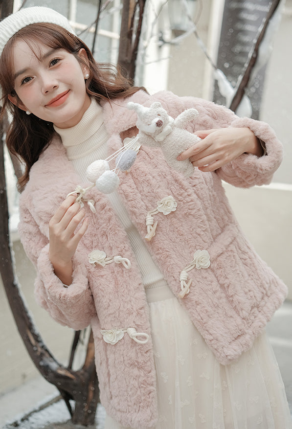 Little Rose Toggle Fur Coat (3 Colors)