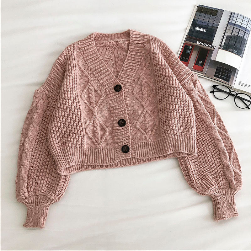 Cropped Cable Knit Cardigan (6 Colors)