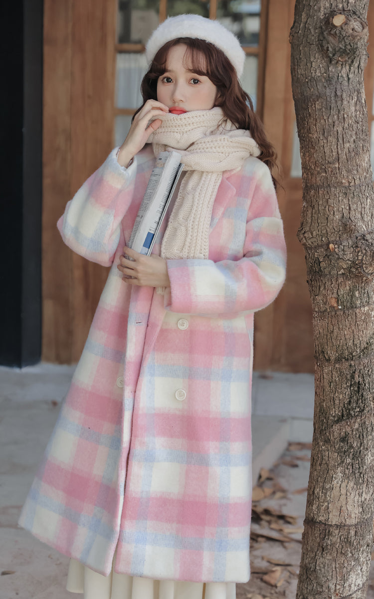 Cotton Candy Check Coat (Pink/Blue)