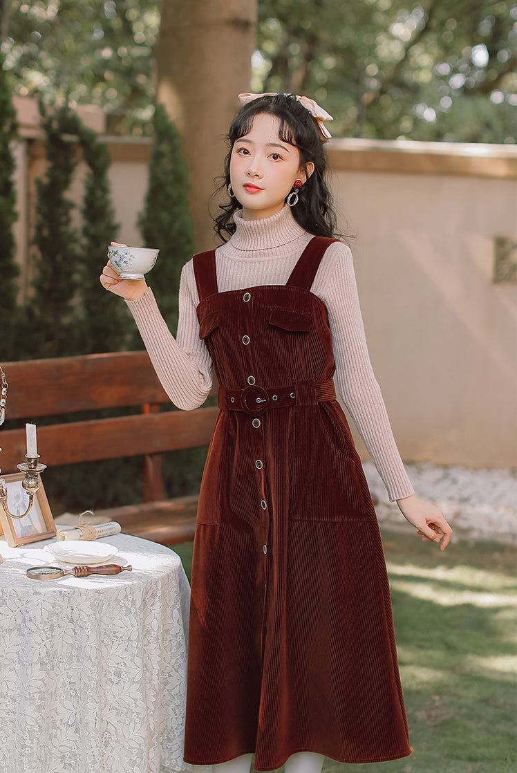 Corduroy Button Up Midi Dress (5 Colors)