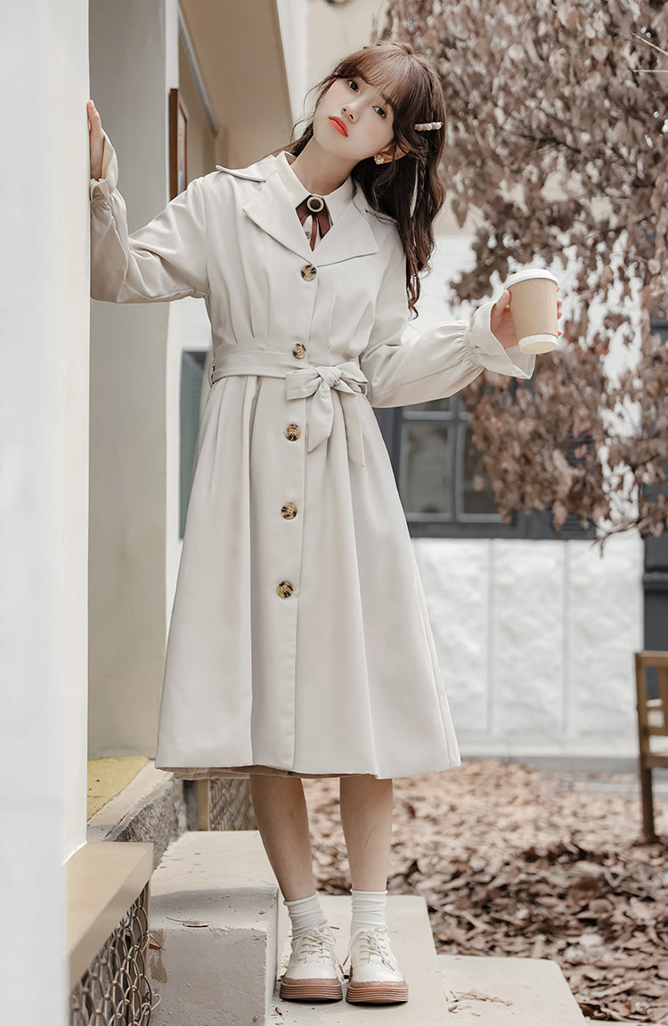 Button Down Trench Coat (White)