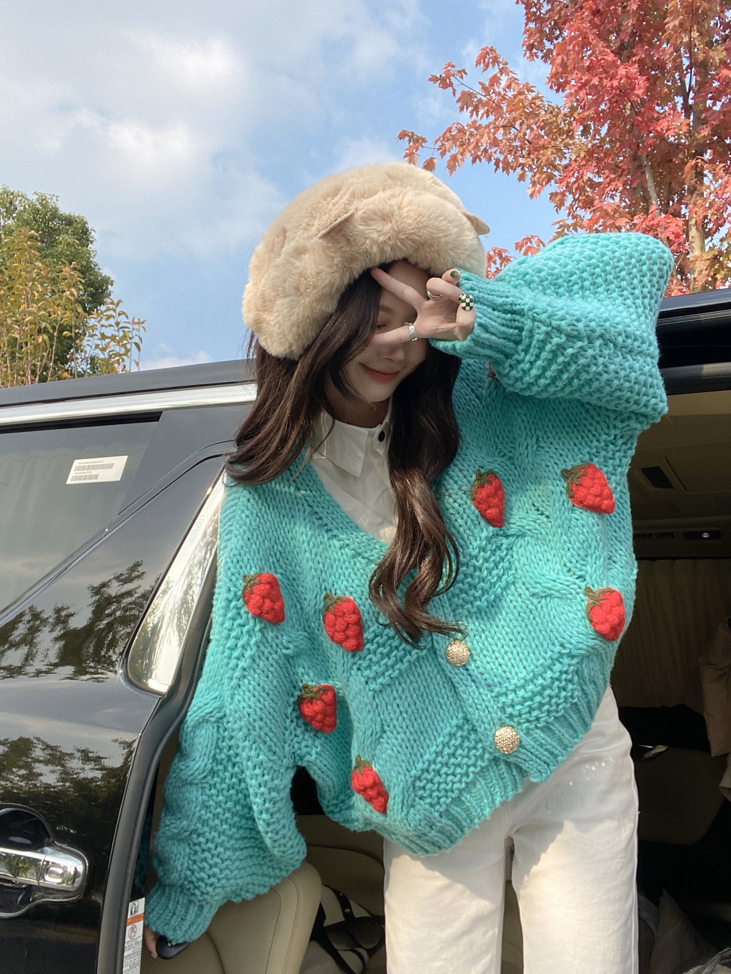 Puffy Strawberry Cardigan (3 Colors)