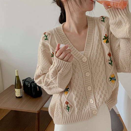 Fall Florals Embroidered Cardigan (3 Colors)