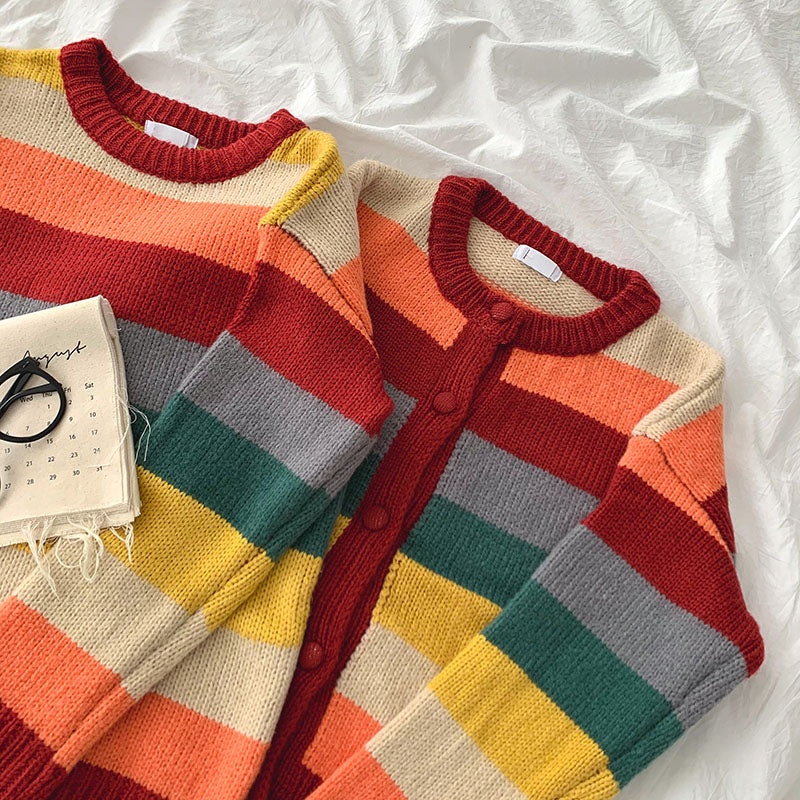 Autumn Rainbow Sweater/Cardigan (Red/Orange)