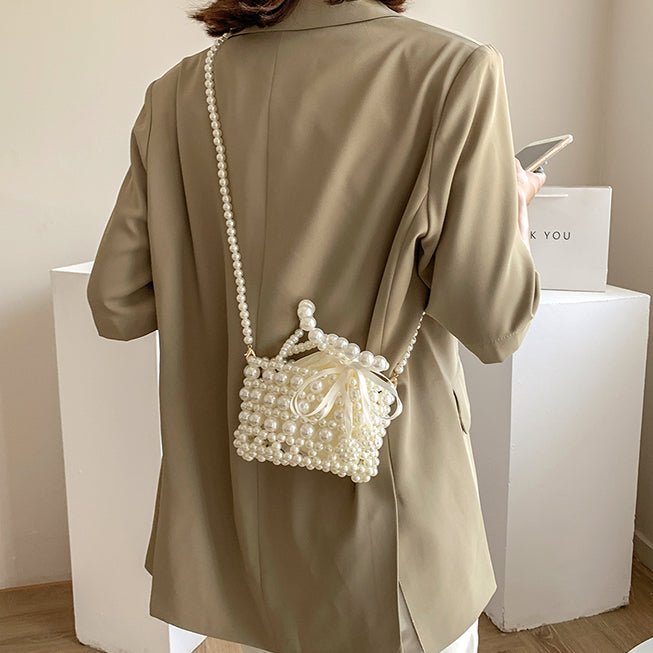 White pearl beaded bag new arrivals