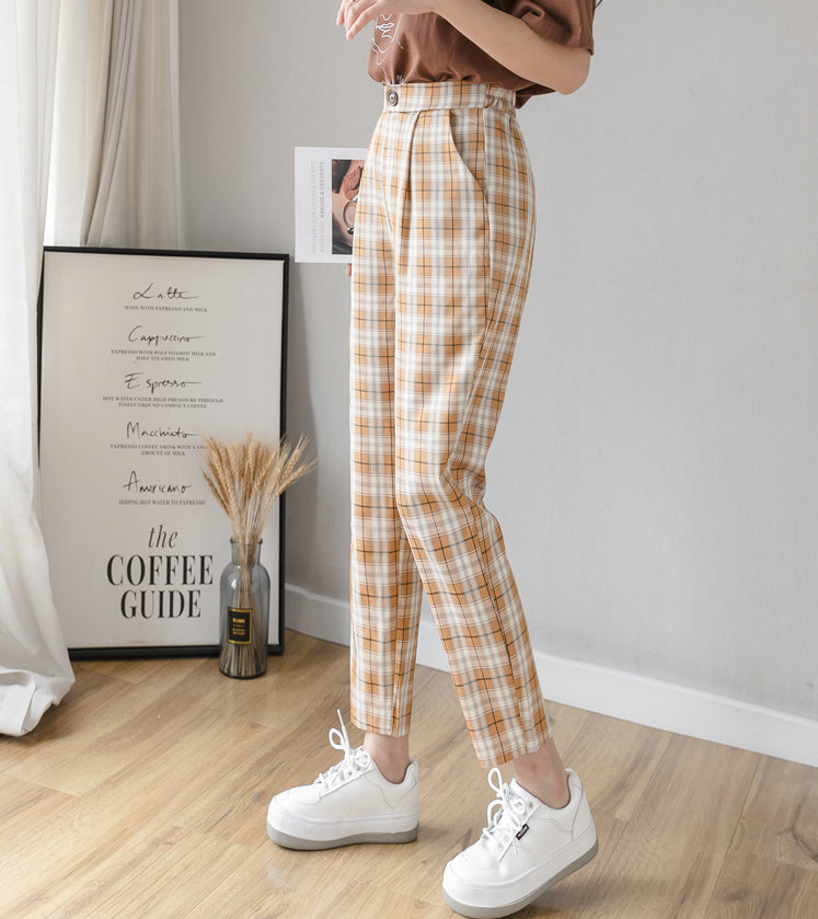 Buy 90's Plaid Trousers, Beige and Black Checked Pants, Creased Retro  Vintage Pants, Medium Large Online in India - Etsy