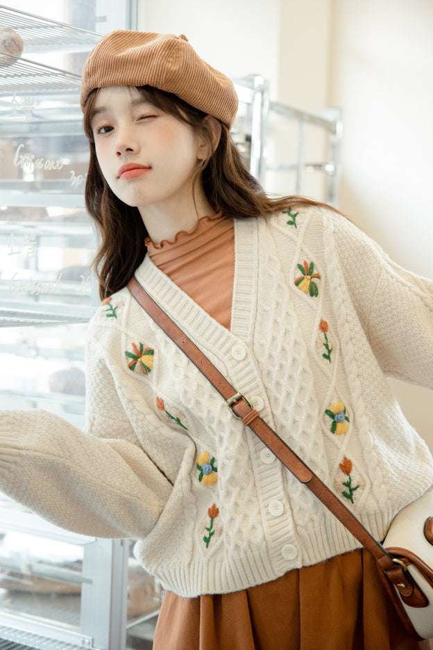 Fall Florals Embroidered Cardigan (3 Colors)