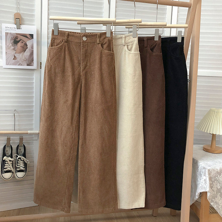 Corduroy Straight Mom Jeans (4 Colors)