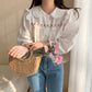 Daisy Chain Embroidered Button Up Shirt (White)