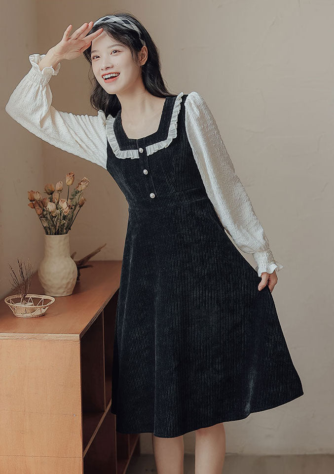 Square Neck Sweater Dress (2 Colors)