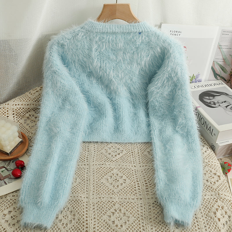 Cropped fluffy clearance sweater