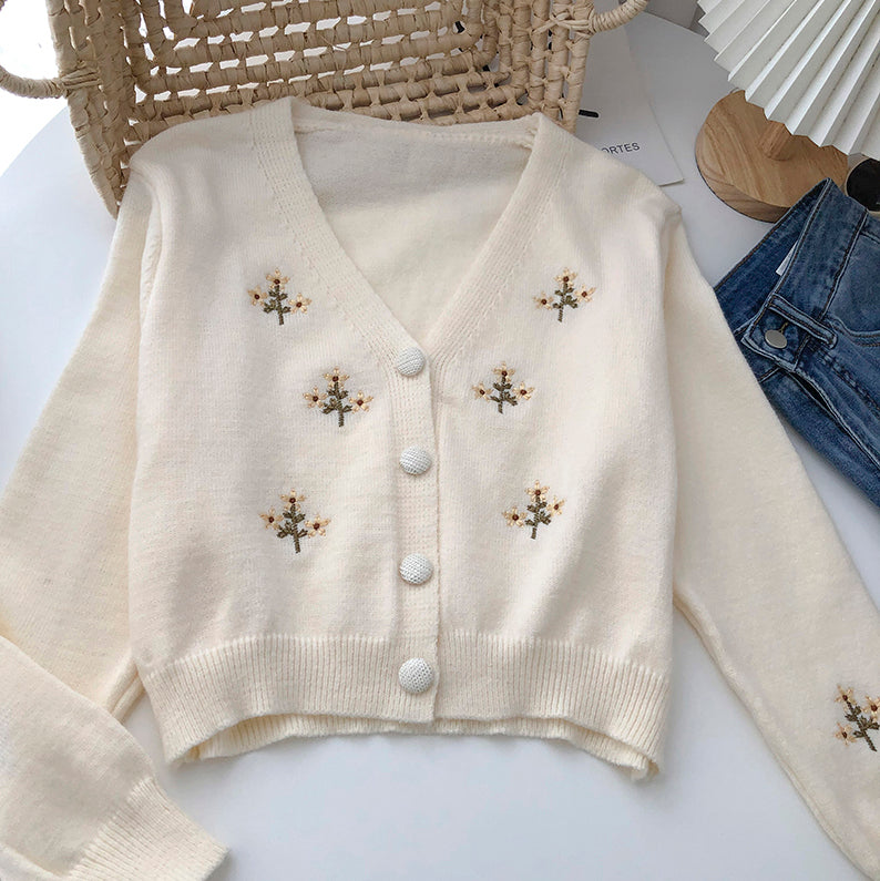 Dainty Floral Cropped Cardigan (2 Colors) – Megoosta Fashion