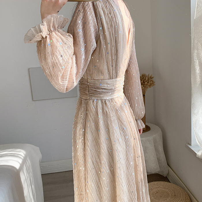 Sparkly Romance Midi Dress (Nude)