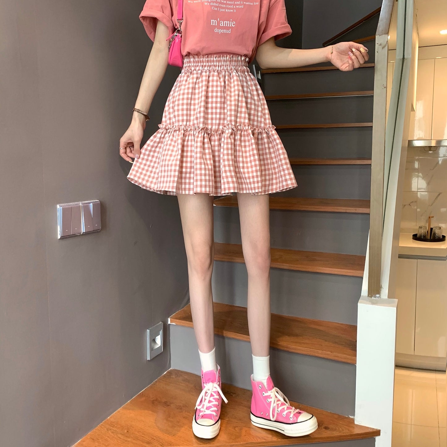 Gingham Tiered Skirt (7 Colors)