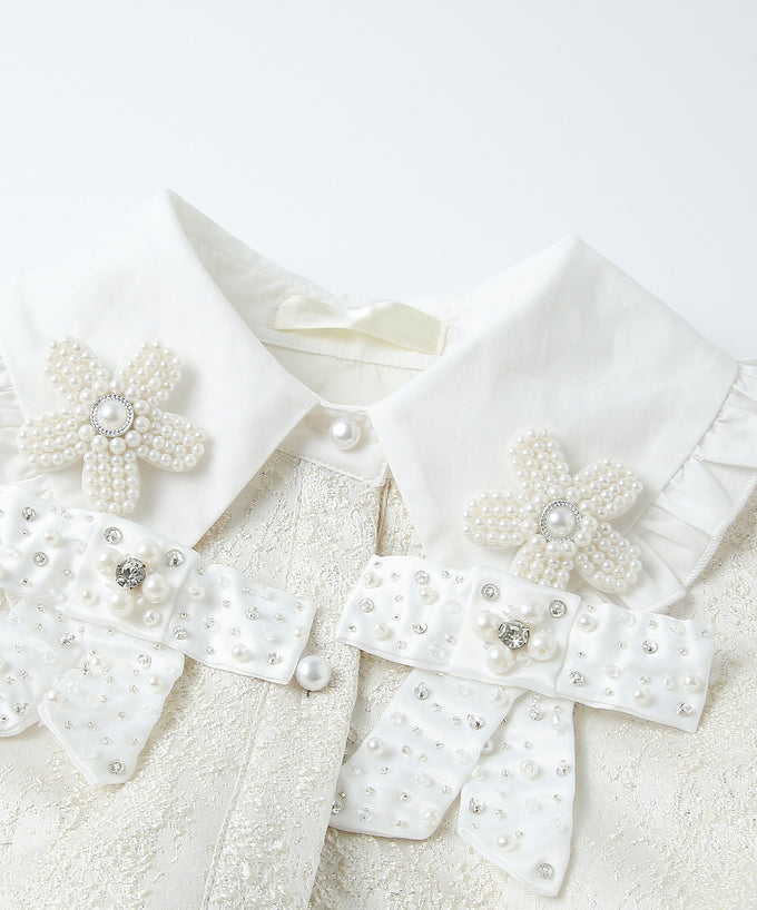 Tweed Jacquard Button Up Dress (White)