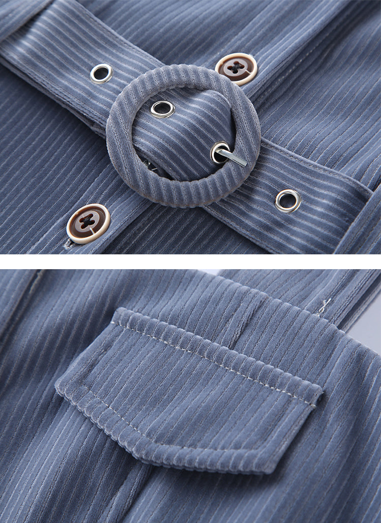 Corduroy Button Up Midi Dress (5 Colors)