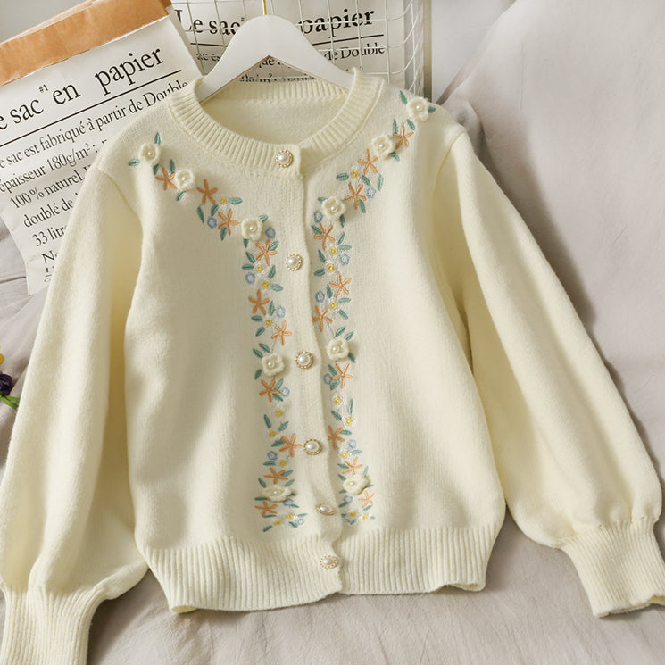 Floral Embroidered Cardigan (4 Colors)