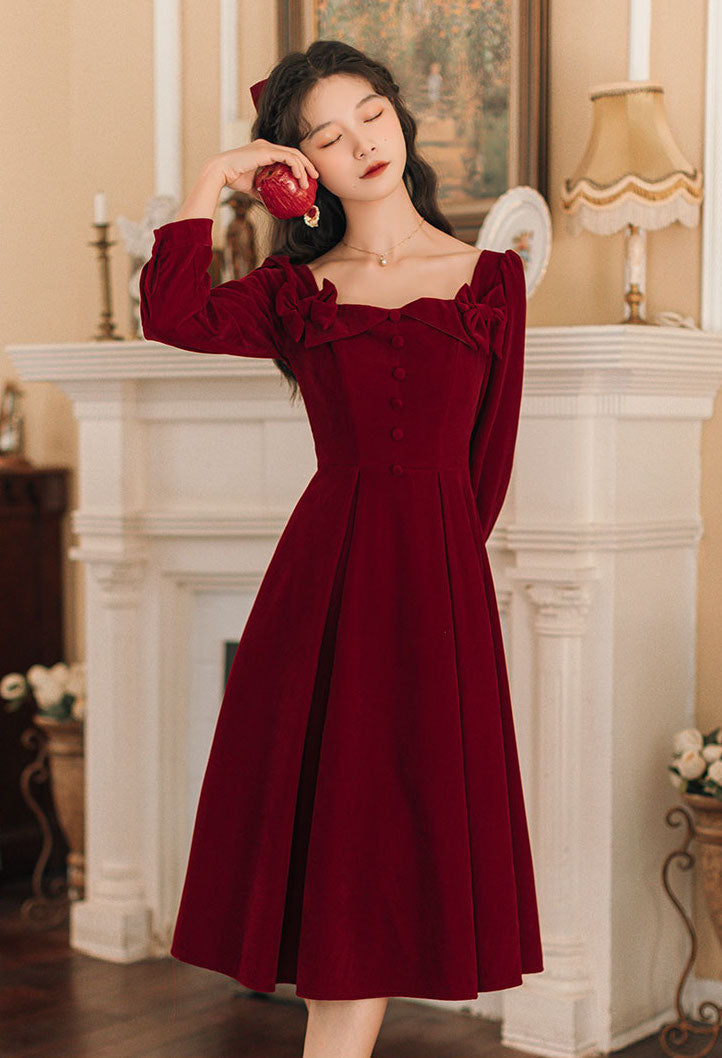 Poison Apple Suede Midi Dress (Red)