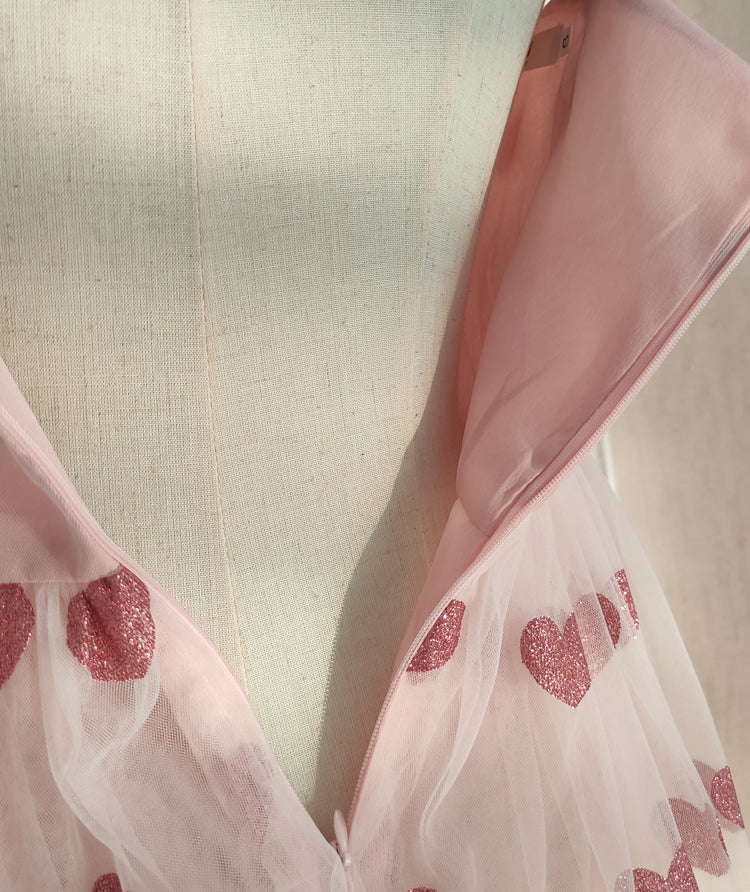 Glitter Hearts Tulle Maxi Dress (2 Colors)