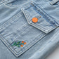 Embroidered Button Pocket Shorts (Light Denim)