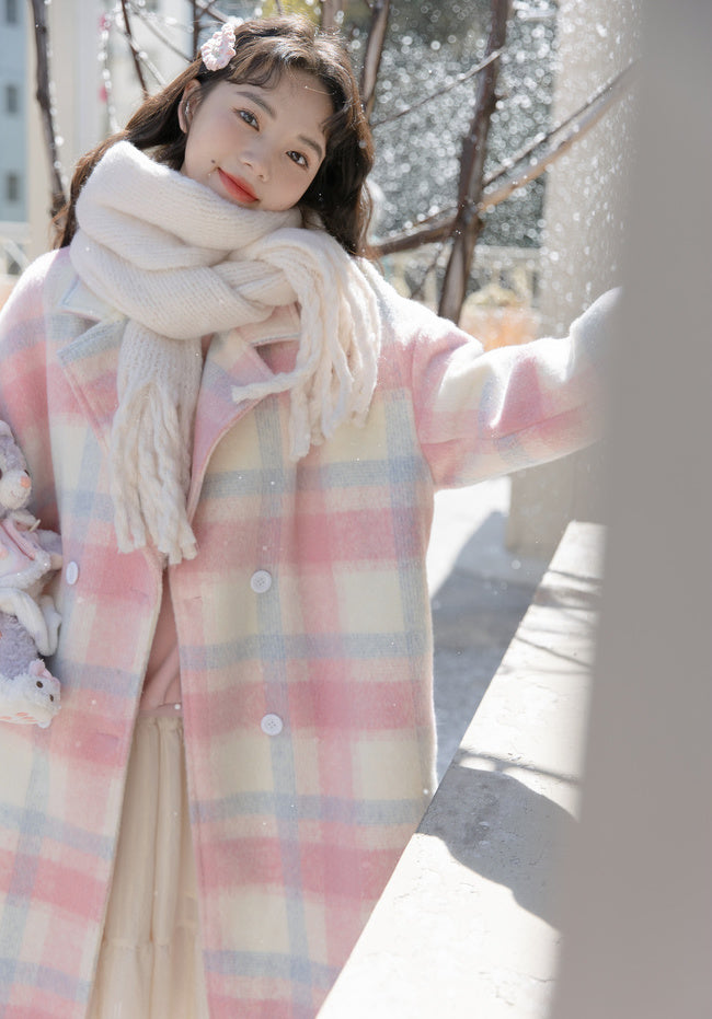 Cotton Candy Check Coat (Pink/Blue)