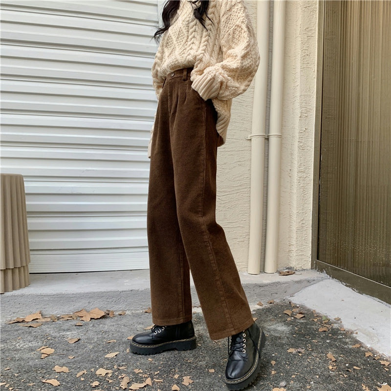 Pleated Corduroy Pants (4 Colors)