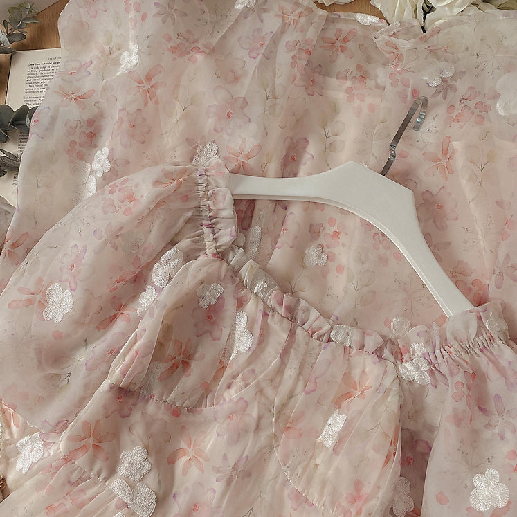 Sakura Blossom Midi Dress (Pink)