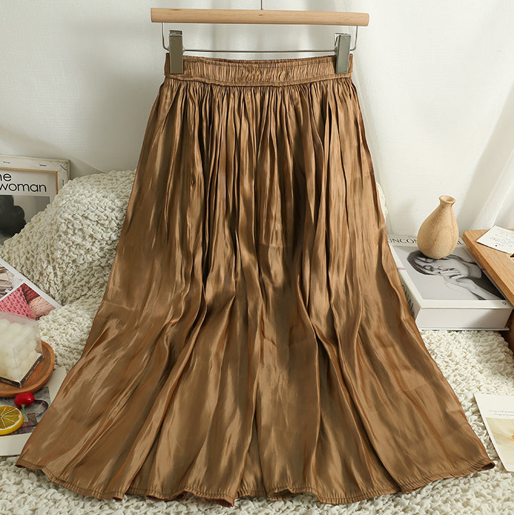 Satin Shine Midi Skirt (7 Colors)