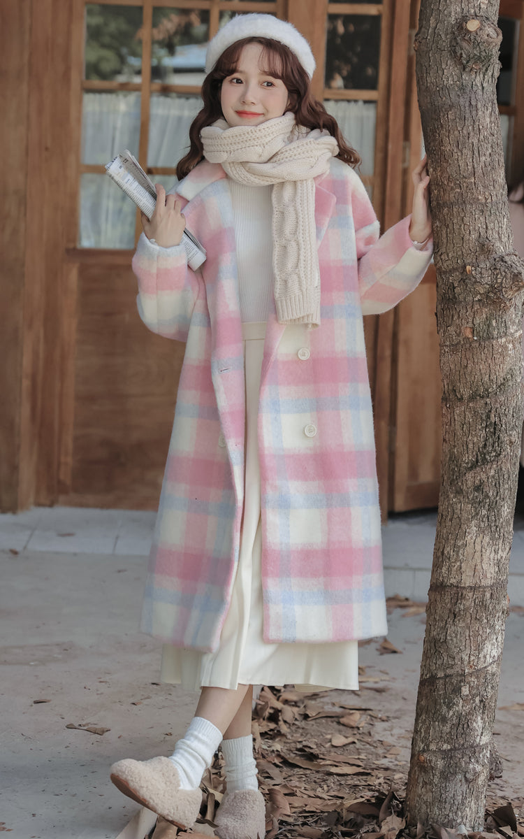 Cotton Candy Check Coat (Pink/Blue)