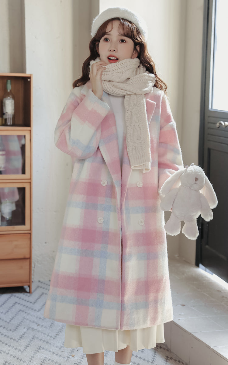 Cotton Candy Check Coat (Pink/Blue)