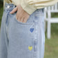 Retro Hearts Embroidered Jeans (Light Denim)