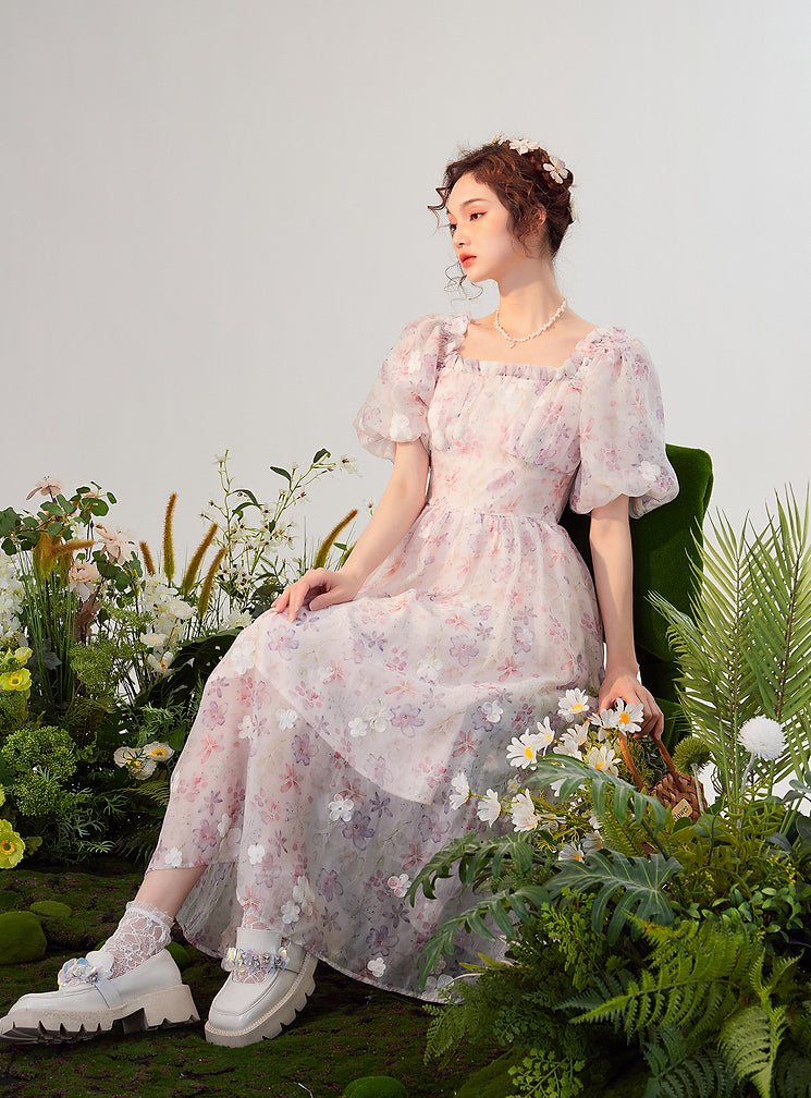 Sakura Blossom Midi Dress (Pink)