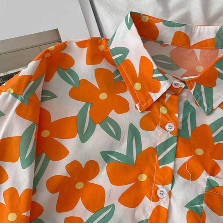 Flower Pop Button Up Shirt (4 Colors)