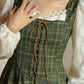 Rustic Plaid Lace Up Corset Midi Dress (Green)