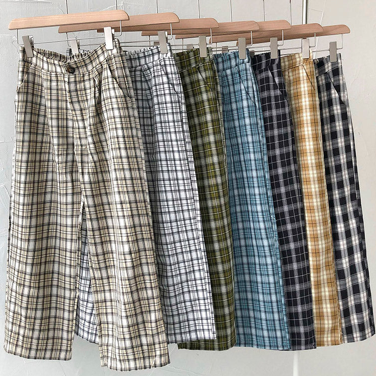 Pull-On Plaid Pants (7 Colors)
