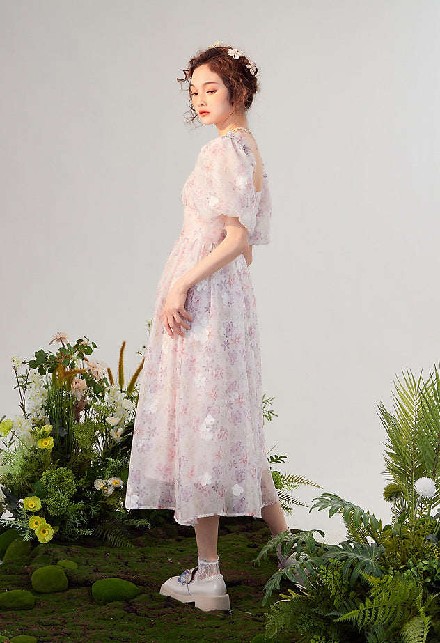 Sakura Blossom Midi Dress (Pink)