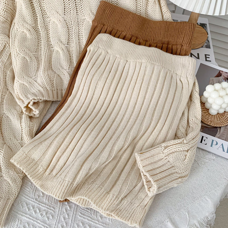 Cable knit crop clearance sweater and skirt set