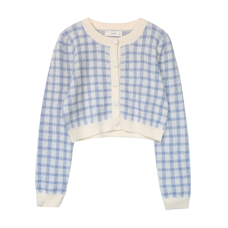 Cropped Gingham Cardigan (5 Colors)