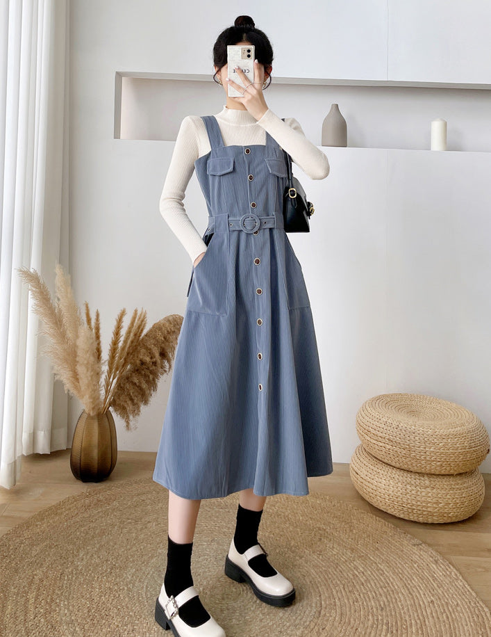 Corduroy Button Up Midi Dress (5 Colors)