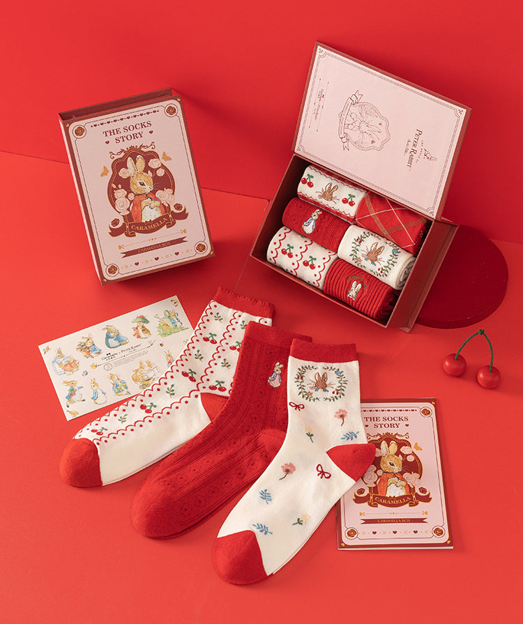 Peter Rabbit Socks Gift Box (Red)