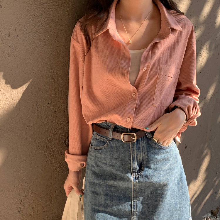 Corduroy Button Up Shirt (6 Colors)