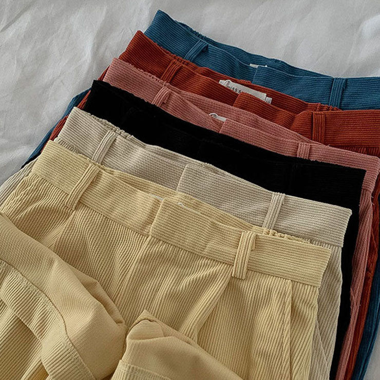 Corduroy Zip Up Pants (6 Colors)