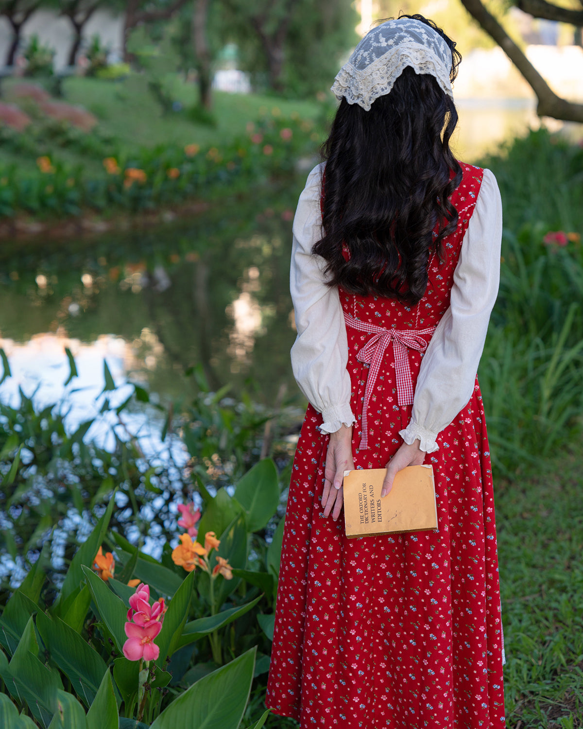 Floral Gingham Folk Dress (Red/White)