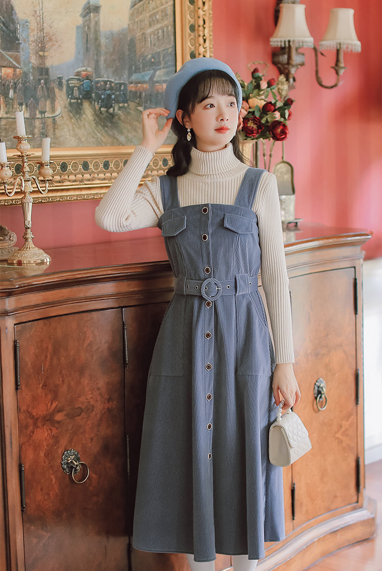 Corduroy Button Up Midi Dress (5 Colors)