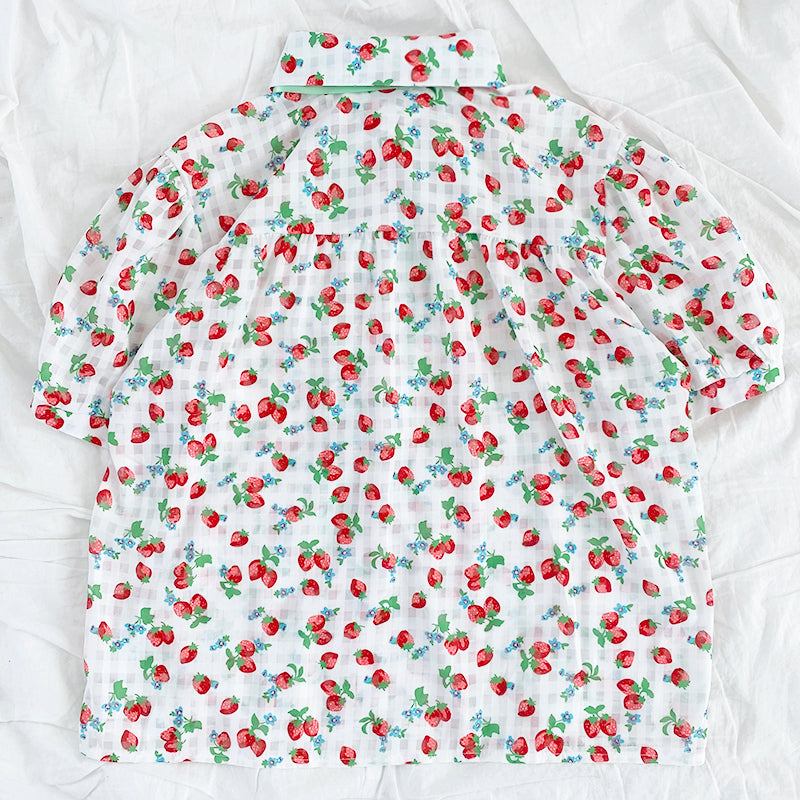 Strawberry Gingham Button Up Shirt (2 Styles)