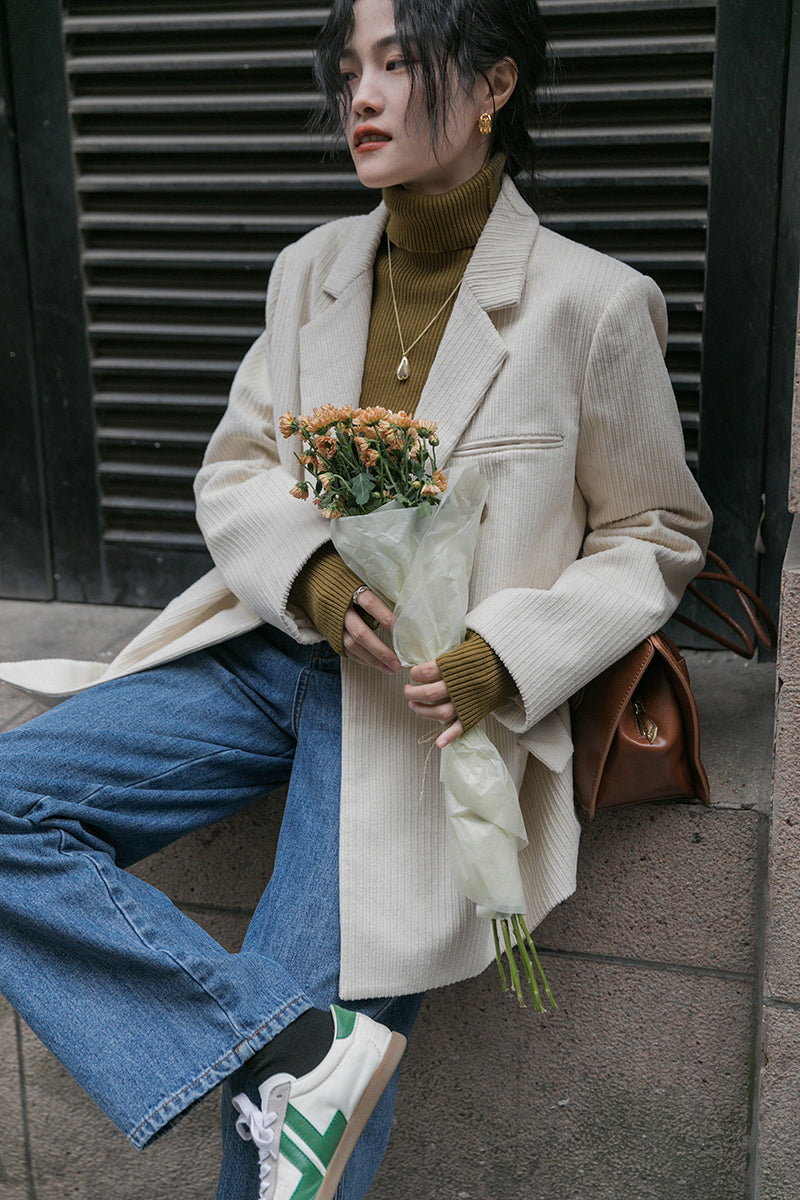 Corduroy Double Breasted Blazer Jacket (7 Colors)